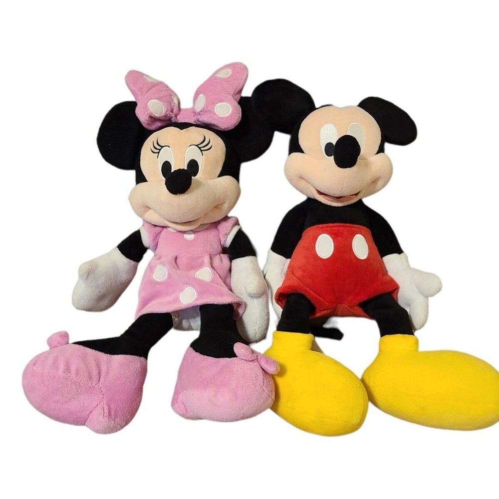 Disney Mickey and Minnie Mouse Plush 20” Lot of 2 Mickey Disney Park